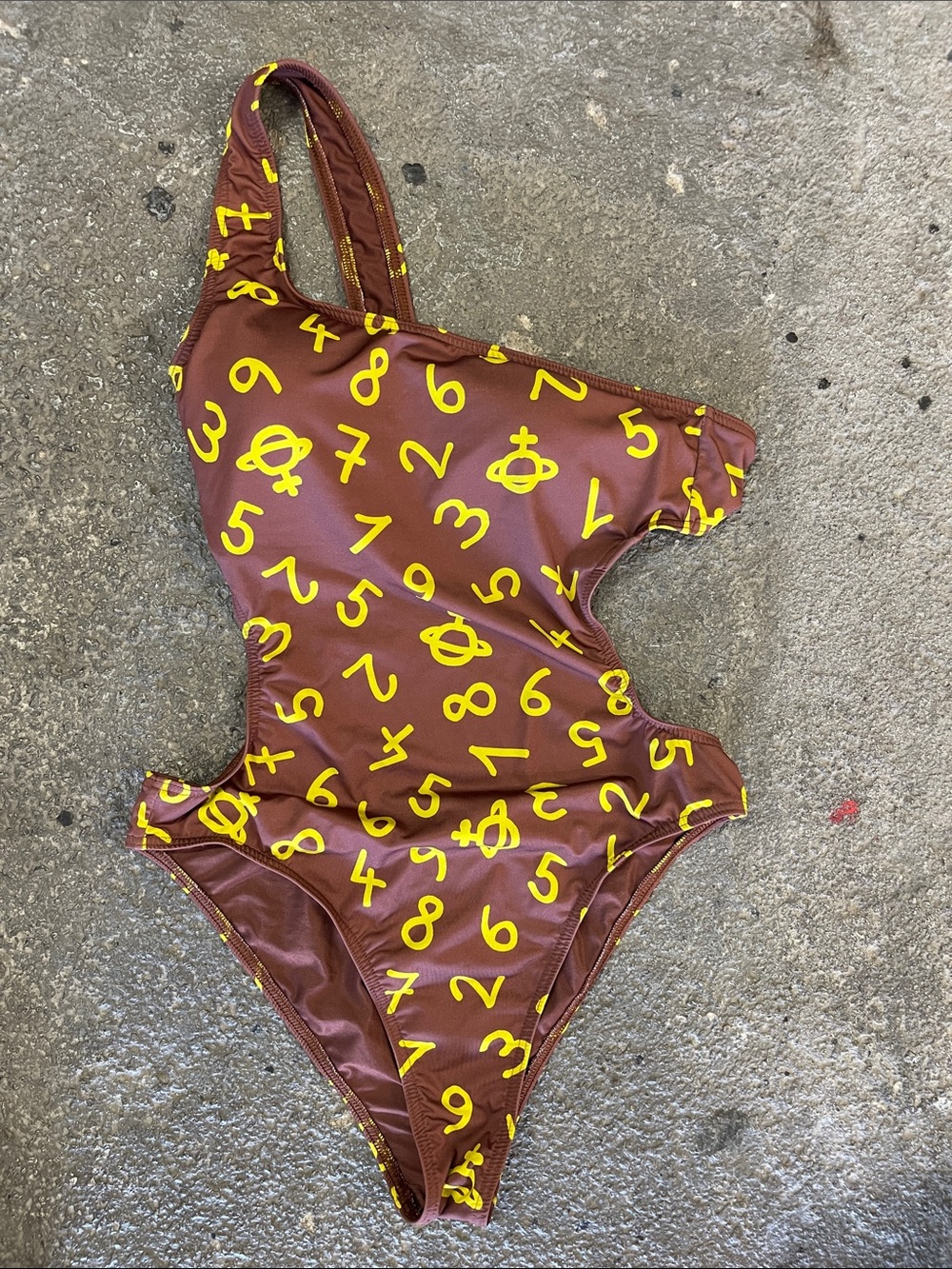 Vivienne Westwood Uni Colour Numbers Print One-Piece Swimsuit - Brown - Size S